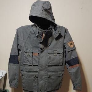 Men's Suede Cargo W Removable Hood Ski Jacket NWOT Size L